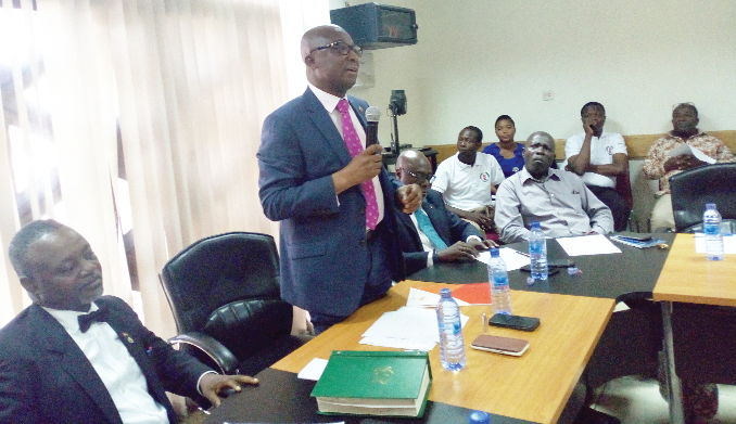 Dr Wilfred K. Anim-Odame, the Executive Director of the Lands Commission, speaking at the meeting
