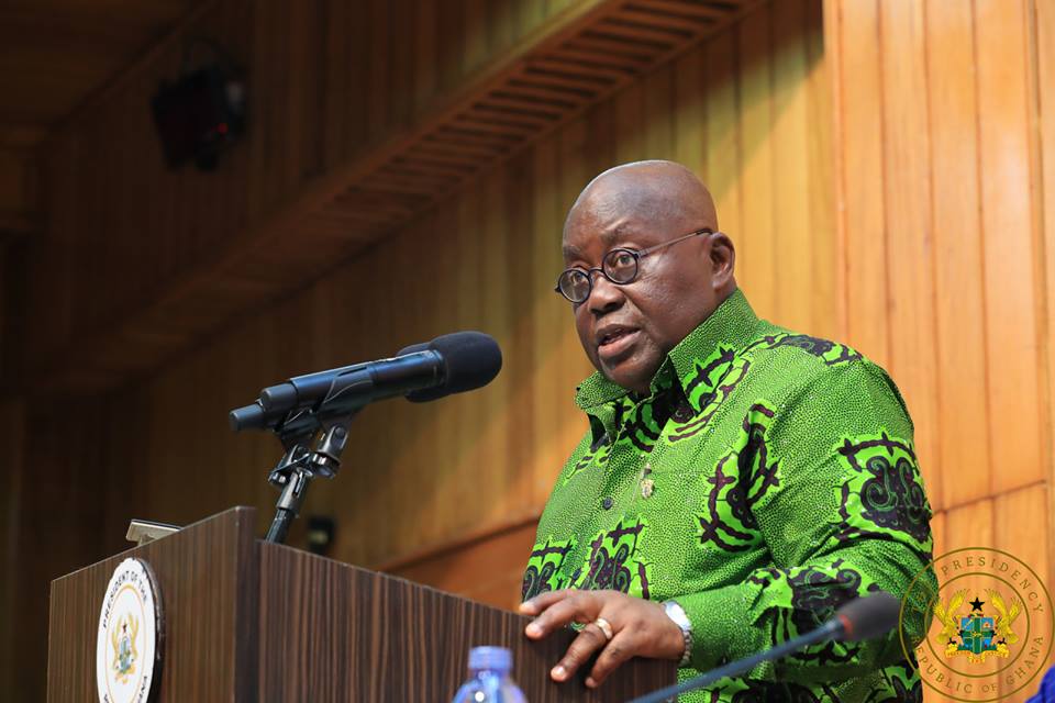 President Akufo-Addo addressing the sensitisation workshop on the elimination of illegal mining in Ghana for traditional and religious leaders as well as queen mothers in Accra on Monday