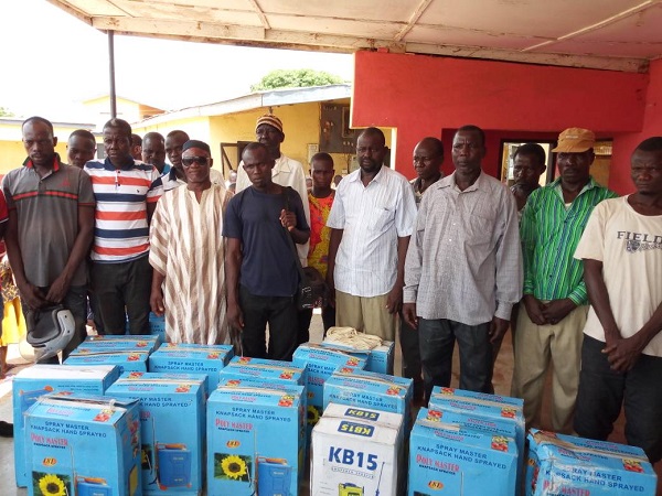 Partnership for Poverty Reduction presents spraying machines to farmers