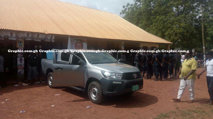 The ballot boxes being carried away during the confusion. PICTURES BY MOHAMMED FUGU