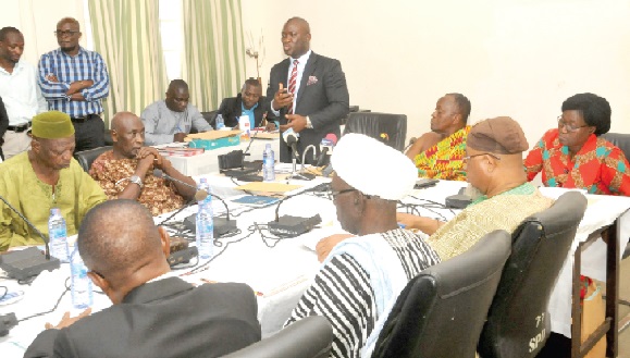 Mr Alhassan Tampuli, the Chief Executive Officer of the National Petroleum Authority, addressing members of the council.