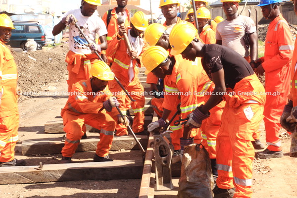 Flashback: Some workers constructing the Avenor portion of the railway.