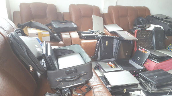Some of the laptops retrieved  from the suspected Internet fraudsters