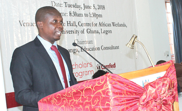 Mr John Asibi Ali, the National Director of Camfed Ghana, speaking at the seminar. Picture: INNOCENT K.OWUSU