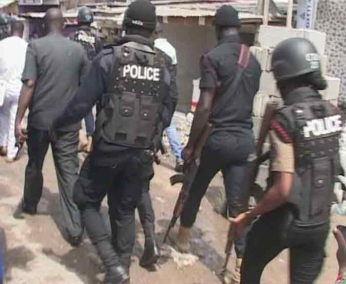 Police patrolling the streets of Gbese