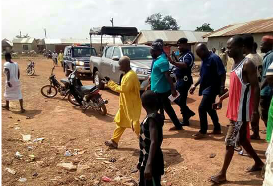 The police arriving at the scene