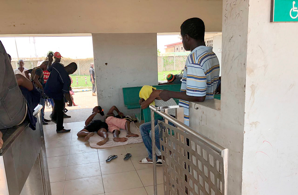 Some of the squatters sleeping in the passenger waiting area of the station