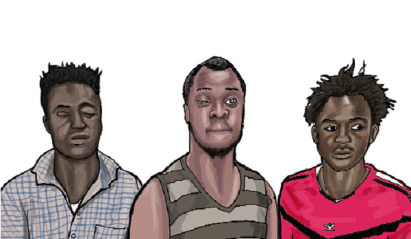 From left: Hila Abdul Ahmeen, Wisdom Cudjoe Amede and Iddris Yusif. Illustration: Daavi