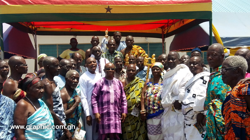 The Volta Regional Minister in a group photograph with traditional leaders of the Krachi East Municipality