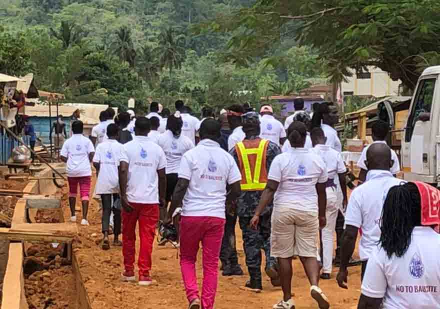Residents of Atiwa at the start of their walk to the Flagstaff House