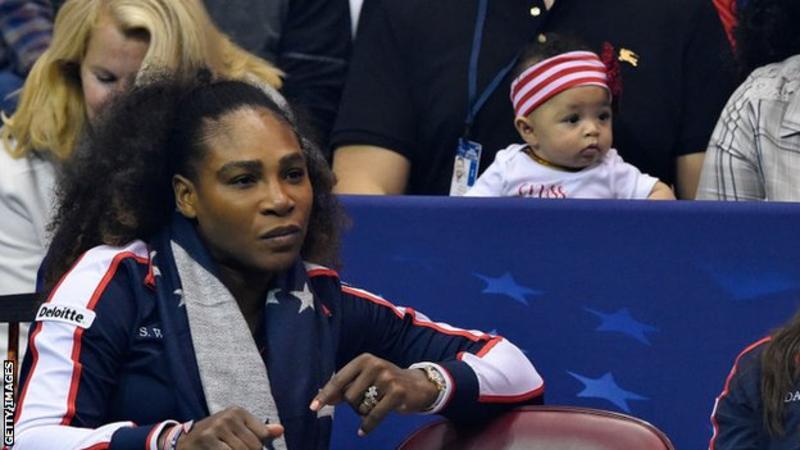 Serena Williams played in the doubles in the USA's Fed Cup tie against the Netherlands last month - with her daughter in the crowd