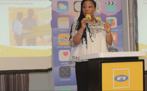 An MTN rep making a presentation at one of the roadshows