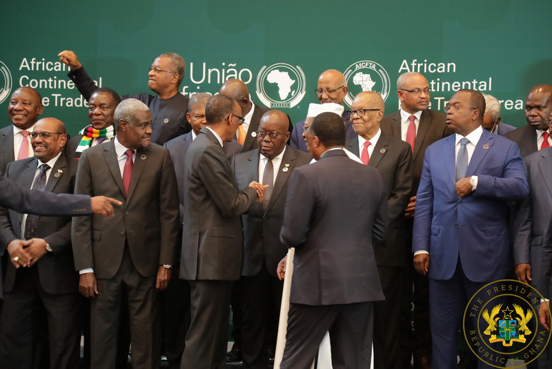 President Akufo-Addo interacting with President Paul Kagame and other leaders