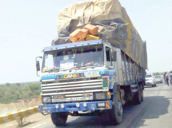 One of the trucks using the bridge at the time of the visit