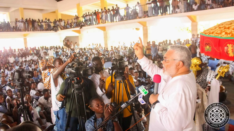 Former President Rawlings addresses the audience