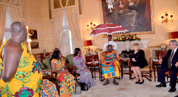 Otumfuo Osei Tutu II and Ms Marie-Louise Coleiro Preca during the meeting in Malta