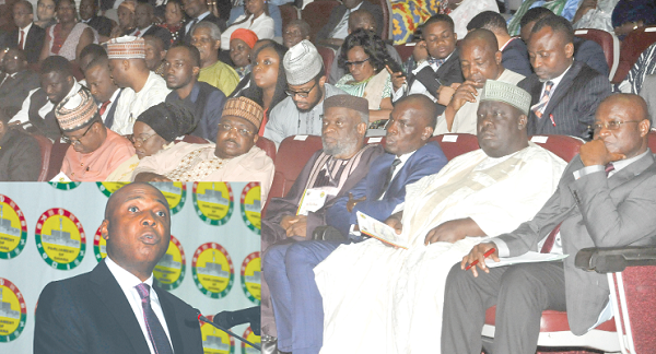 Dr Abubakar Saraki delivering the keynote address at the symposium (left). Picture: EBOW HANSON