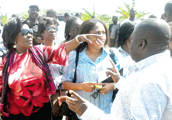 Ms Cecilia Dapaah (with hand stretched) during the inspection