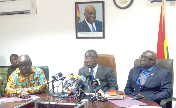 Mr Kofi Nti (2nd right) speaking at the press conference.