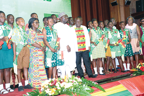 President Akufo-Addo and Vice President Mahamudu Bawumia with the award winners after the ceremony in Accra. Picture: SAMUEL TEI ADANO