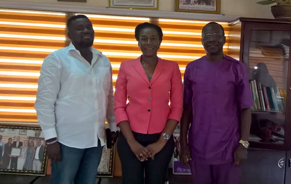 The Executive Director of the National Population Council, Dr Leticia Appiah (middle) with the President of GJA, Roland Affail Monney (right) and the Administrator of the Ghana International Press Centre, Mr Fiifi Nettey