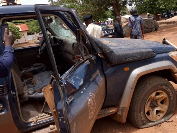  The police vehicle which was vandalised by the youth