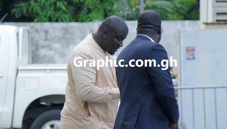 Mr Anthony Karbo (leftt) at the  CID headquarters. Picture: EMMANUEL ASAMOAH ADDAI