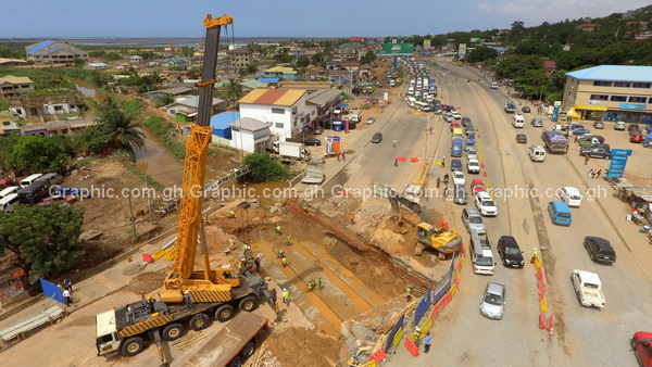 Ongoing construction works on the Mallam Junction storm drain