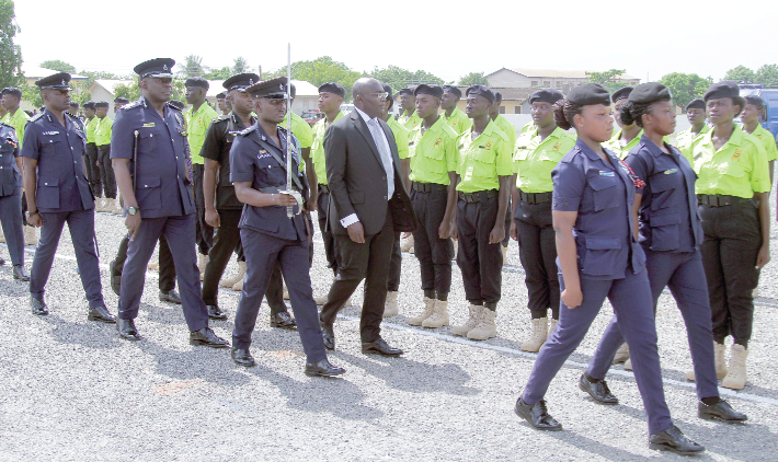 Vice-President, Alhaji Dr Mahamadu Bawumia (arrowed), inspecting the parade