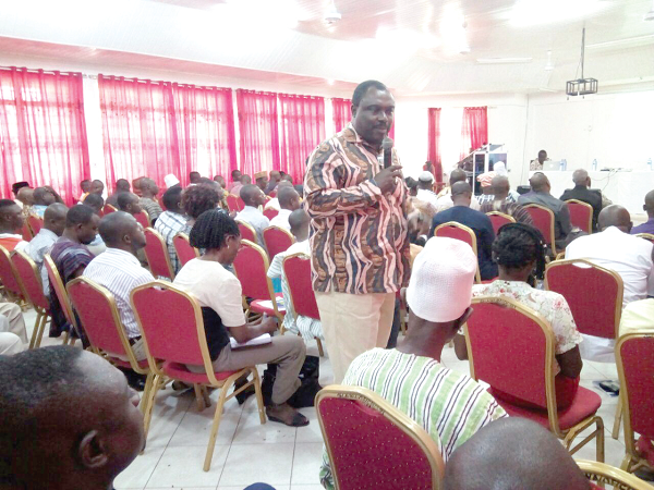 Mr Robert Ahomka-Lindsay, a deputy  Minister of Trade and Industry, addressing stakeholders at a forum in Wa