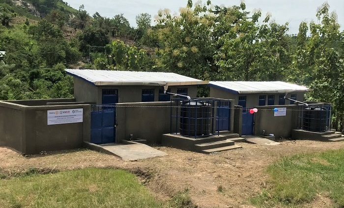 A photo of the toilet facility constructed by the Rotary Club of Accra Labone for Bepoase Basic School
