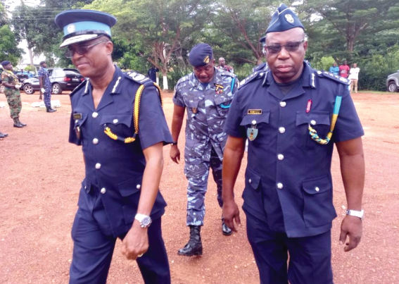 Mr Crentsil (left) being escorted by Mr Seidu Yakubu (right), Brong Ahafo Regional Commander of the Customs Division of the GRA 