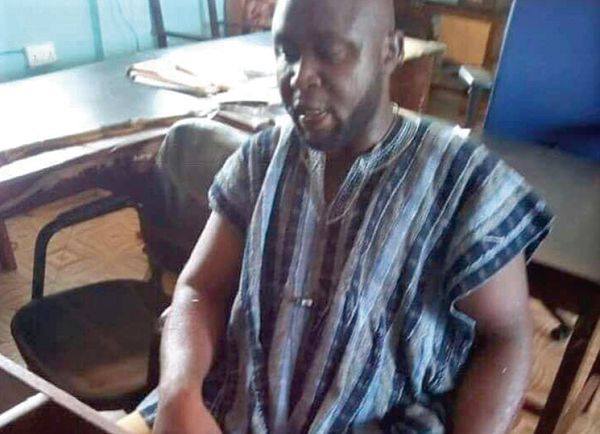 The Regional Secretary, Mr Salisu Be-Awuribe showing his bleeding arm (inset) after the assault