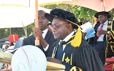 Professor Nyarko addressing the students at the matriculation ceremony
