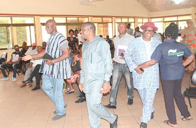  Mr Alban Bagbin (2nd left) on his way to address delegates in Western Region