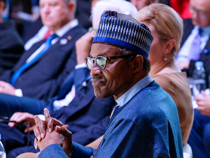 President Buhari with other World Leaders including Russian Vladmir Puttin, German Chancellor Angela Merkel, French President Emmanuel Macron, UN Secretary General Anthonio Guterres amongst others as he participates at the Opening Ceremony of Paris Peace Forum at the Grande Halle de la Villette Paris on 11th Nov 2018