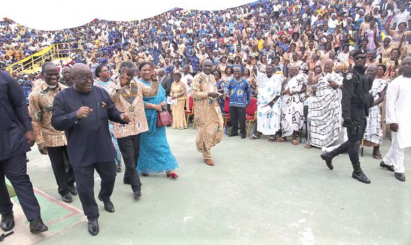  President Nana Addo Dankwa Akufo-Addo thrilled the congregation with some dance moves on his way out of the service. Picture: Samuel Tei Adano 