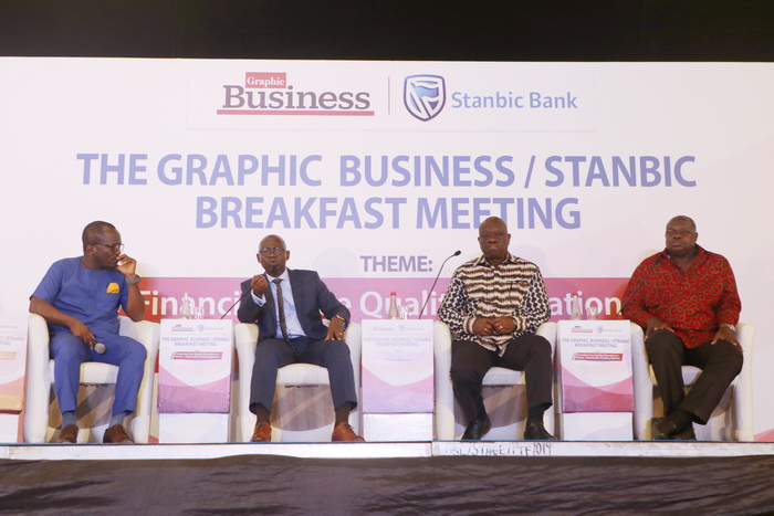 (L-R) Moderator Evans Mensah of Multimedia Group Limited, Professor Opoku Amankwah, Director General of the Ghana Education Service; Mr. Israel Titi-Ofei, Principal of SOS-Herman Gmeiner International College; and Professor Ernest Aryeetey, former Vice Chancellor of the University of Ghana.