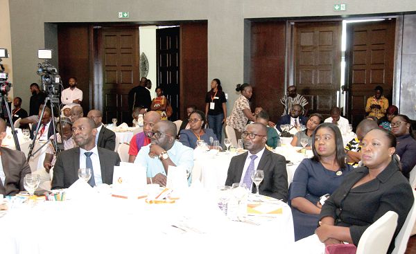 Dr Joe France, Director of Financial Stability, Bank of Ghana (inset), addressing participants at the launch of the employee verification platform, Emp-Verify