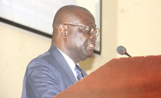 Prof Ebenezer Oduro Owusu, the Vice-chancellor of the University of Ghana, making some remarks at the college of Humanities 4th International Research Conference, held at the University of Ghana, Accra
