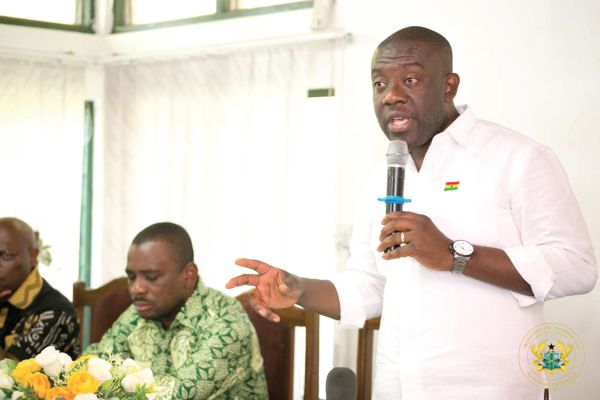• Mr Kojo Oppong Nkrumah addressing the meeting
