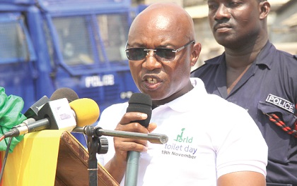 Mr Michael Gyato, Deputy Minister for Sanitation and Water Resources,  launching the 2018 World Toilet Day. Pictures: EDNA ADU-SERWAA