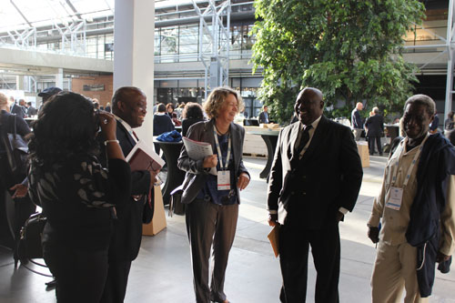 Ghanaian delegation to Denmark for the conference including Auditor General Daniel Yaw Domelevo (2nd left), Special Prosecutor Martin A.B.K. Amidu (2nd right) interacting with Danish Ambassador to Ghana, Tove Degnbol (middle)