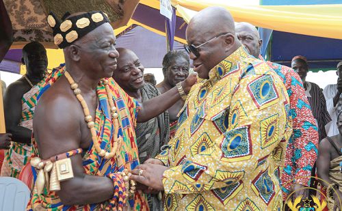 President Akufo-Addo with Nana Kwasi Opoku Mintah, the Chief of Kwahu Tafo