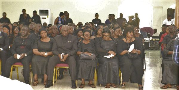 Mr Boakye Agyarko (middle), a brother of the late Emmanuel Kwabena Kyeremateng Agyarko, and some family members at the service