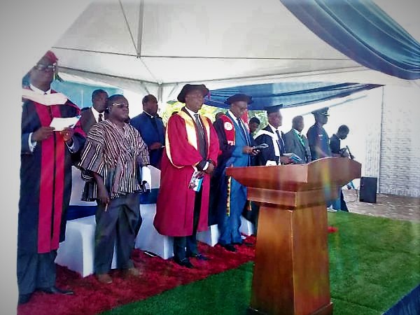 • Mr Samuel Amo Tobbin (right) and Mr Kingsley Aboagye Gyedu (left) at the matriculation  ceremony
