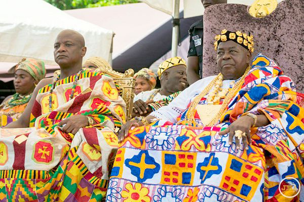  Togbe Sri III (right), the Awoamefia of Anlo State and Togbe Afede at the durbar to round off the festival
