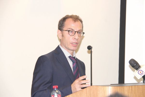  Dr Antonio Guiffrida (inset), World Bank Programme Leader for Ghana making his presentation. Picture: BENEDICT OBUOBI