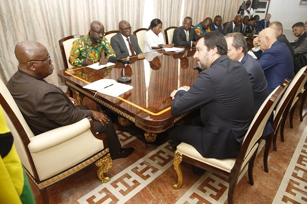 President Akufo-Addo with the Italian delegation