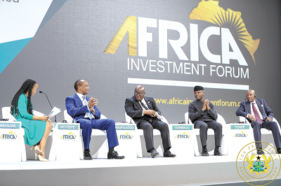  President Nana Addo Dankwa Akufo-Addo (middle) making a contribution at the Presidential Investment Chats